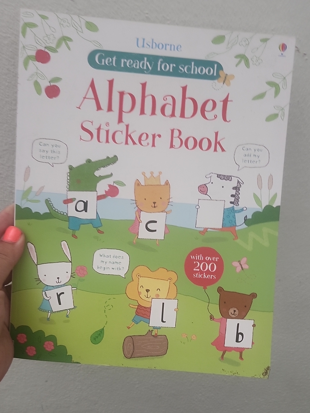 Usborne Get Ready for School Alphabet Sticker Book - Pink & Green